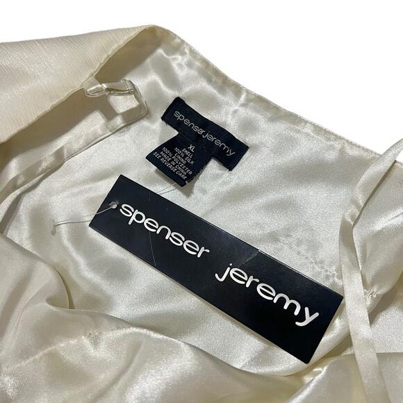 NWT VTG Y2K Spenser Jeremy Cream Fairycore Beaded Asymmetrical Silk Cami Top XL - Picture 7 of 7